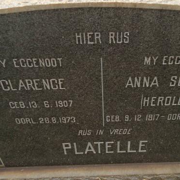 PLATELLE Clarence1907-1973 &amp; Anna Sophia HEROLDT 1917-1971
