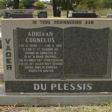PLESSIS Adriaan Cornelus, du 1945-1981