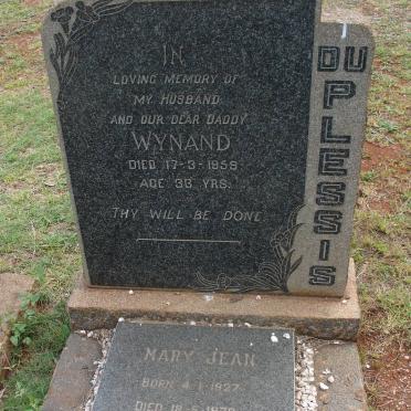 PLESSIS Wynand, du -1959 &amp; Mary Jean 1927-1978