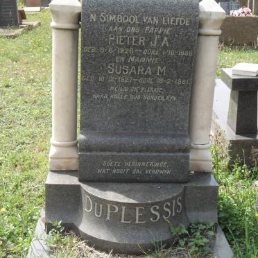 PLESSIS Pieter J.A., du 1926-1958 &amp; Susara M. 1927-1961