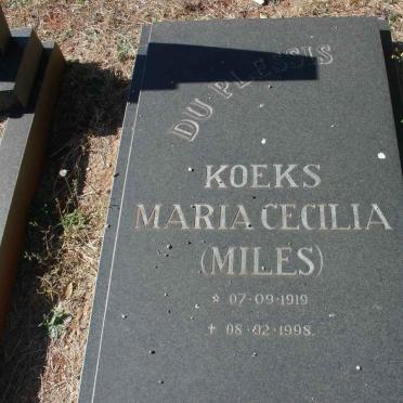 PLESSIS Koeks Maria Cecilia, du nee MILES 1919-1998