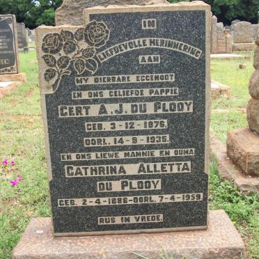 PLOOY Gert A.J., du 1876-1935 &amp; Cathrina Alletta 1888-1959