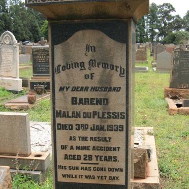 PLESSIS Barend Malan, du -1939