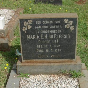 PLESSIS Maria E.H., du nee LEE 1872-1965