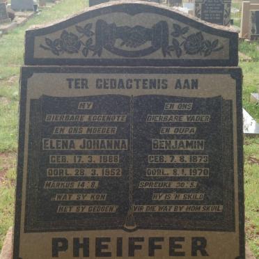 PHEIFFER Benjamin 1873-1970 &amp; Elena Johanna 1888-1952