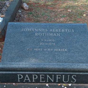 PAPENFUS Johannes Albertus Rothman 1905-1975