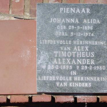 PIENAAR Timotheus Alexander 1895-1980 &amp; Johanna Alida 1896-1974