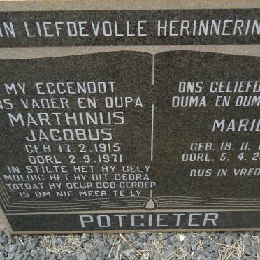 POTGIETER Marthinus Jacobus 1915-1971 &amp; Marie 1918-2003