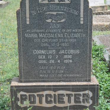 POTGIETER Cornelius Jacobus 1896-1974 &amp; Maria Magdalena Elizabeth GREYLING 1908-1950