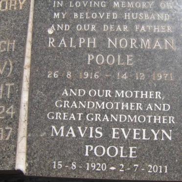 POOLE Ralph Norman 1916-1971 &amp; Mavis Evelyn 1920-2011