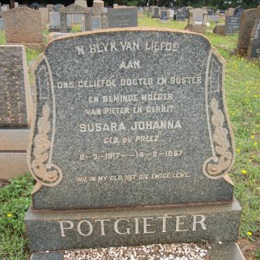 POTGIETER Susara Johanna nee DU PREEZ 1917-1957
