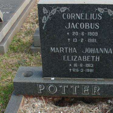POTTER Cornelius Jacobus 1909-1981 &amp; Martha Johanna Elizabeth 1913-1991