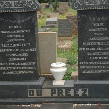 PREEZ Benjamin Petrus, du 1894-1962 &amp; Johanna Hermina 1904-1989
