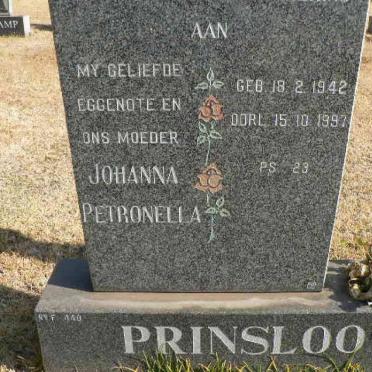PRINSLOO Johanna Petronella 1942-1997