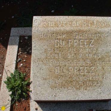 PREEZ Hendrik Johannes, du 1888-1948 &amp; Aletta Elizabeth Elsie Scheepers VAN SCHALKWYK 1893-1964