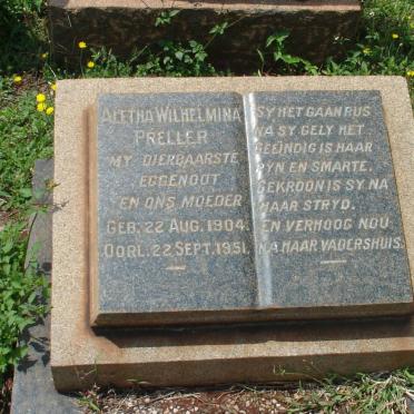 PRELLER Aletha Wilhelmina 1904-1951