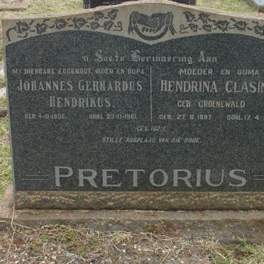 PRETORIUS Johannes Gerhardus Hendrikus 1906-1961 &amp; Hendrina Clasina GROENEWALD 1897-1967