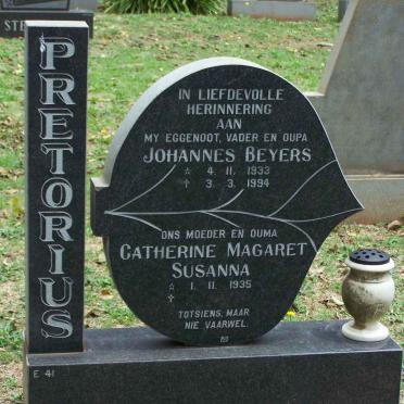 PRETORIUS Johannes Beyers 1933-1994 &amp; Catherine Magaret Susanna 1935-