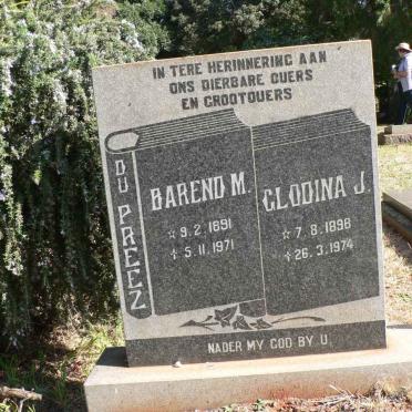 PREEZ Barend M., du 1891-1971 &amp; Gloudina J. 1898-1974