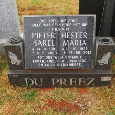 PREEZ Pieter Sarel, du 1918-2003 &amp; Hester Maria 1926-2012