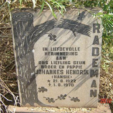 RADEMAN Johannes Hendrik 1922-1970