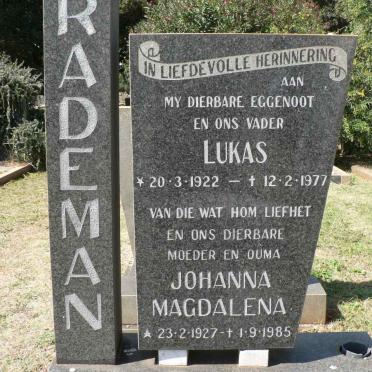 RADEMAN Lukas 1922-1977 &amp; Johanna Magdalena 1927-1985