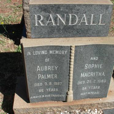 RANDALL Aubrey Palmer -1967 &amp; Sophie Magritha -1988