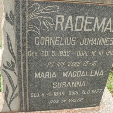 RADEMAN Cornelius Johannes 1896-1963 &amp; Maria Magdalena Susanna 1899-1977