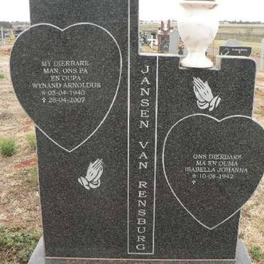 RENSBURG Wynand Arnoldus 1940-2007 &amp; Isabella Johanna 1942-