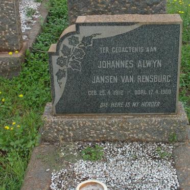 RENSBURG Johannes Alwyn, Jansen van 1912-1960