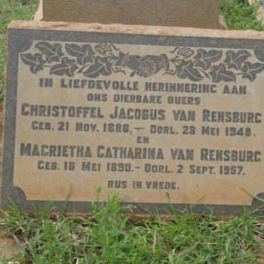 RENSBURG Christoffel Jacobus, van 1888-1948 &amp; Magrietha Catharina 1890-1957