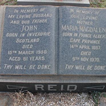 REID John -1958 &amp; Maria Magdalene 1887-1970