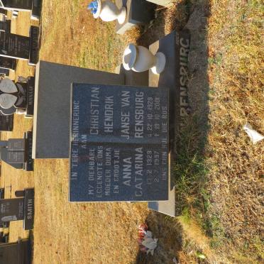 RENSBURG Christian Hendrik, Janse van 1929-2001 &amp; Anna Catarina 1929-1997