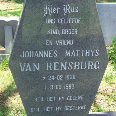 RENSBURG Johannes Matthys, van 1930-1992