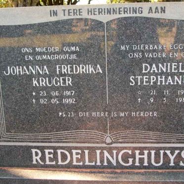REDELINGHUYS Daniel Stephanus 1916-1984 &amp; Johanna Fredrika Kruger 1917-1992