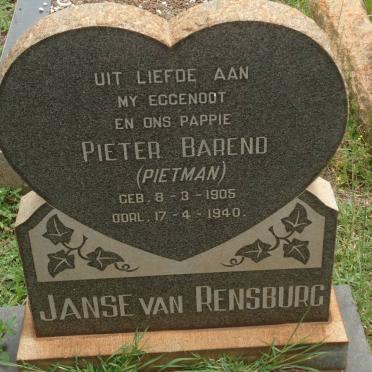 RENSBURG Pieter Barend, Janse van 1905-1940