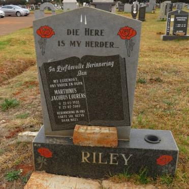 RILEY Marthinus Jacobus Lourens 1932-2007