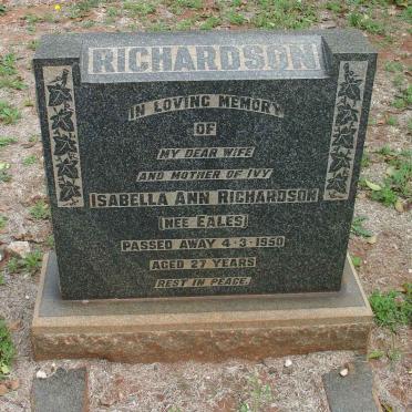 RICHARDSON Isabella Ann nee EALES -1950