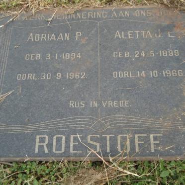 ROESTOFF Adriaan P. 1894-1982 &amp; Aletta J.E. 1898-1966