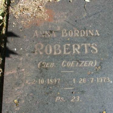 ROBERTS Anna Bordina nee COETZER 1897-1973