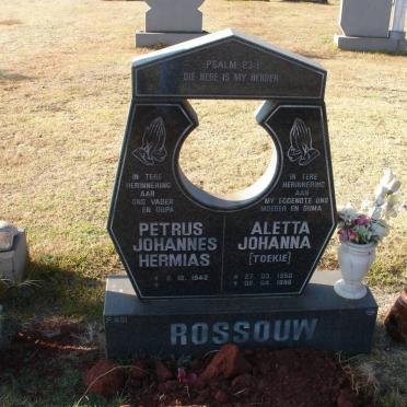 ROSSOUW Petrus Johannes Hermias 1942- &amp; Aletta Johanna 1950-1998