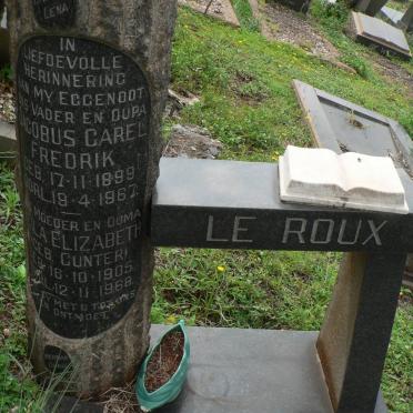 ROUX Jacobus Carel Fredrik, le 1899-1967 &amp; Heila Elizabeth GUNTER 1905-1968