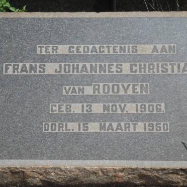 ROOYEN Frans Johannes Christiaan, van 1906-1950