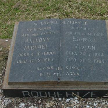 ROBBERTZE Anthony Michael 1888-1963 &amp; Sarah Vivian 1900-1994