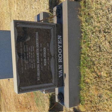 ROOYEN Hans Jurgen 1928-2000 &amp; Wilhelmina Elizabeth Gertruida 1931-2000