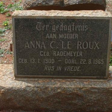 ROUX Anna C., Le nee RADEMEYER 1900-1965