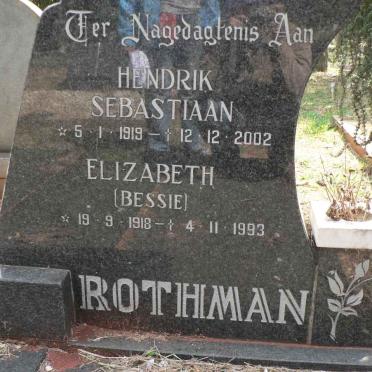 ROTHMAN Hendrik Sebastiaan 1919-2002 &amp; Elizabeth 1918-1993