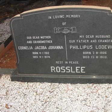 ROSSLEE Phillipus Lodevicus 1906-1972 &amp; Cornelia Jacoba Johanna 1912-1974
