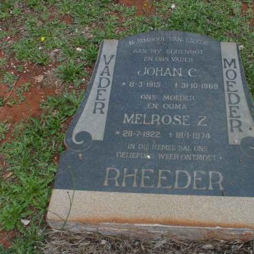 RHEEDER Johan C. 1915-1969 &amp; Melrose Z. 1922-1974