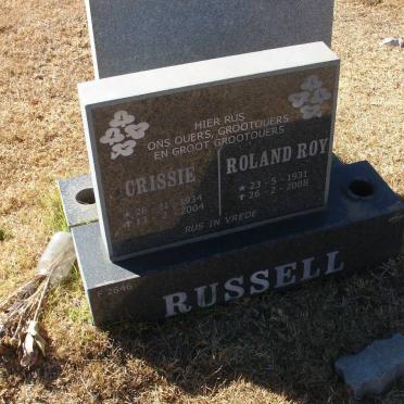 RUSSELL Roland Roy 1934-2004 &amp; Crissie 1931-2008